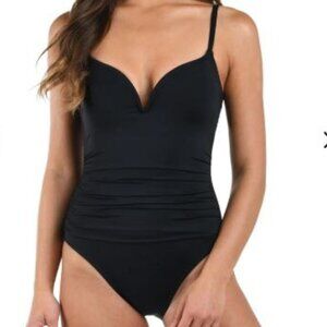 La Blanca Island Goddess V-Wire Lingerie One Piece - Black Size 16